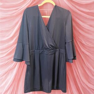 New York & Company Navy Stretch Shorts Jumper - Lg